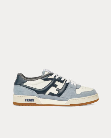 Fendi Match Suede Light Blue / White Low Top Sneakers