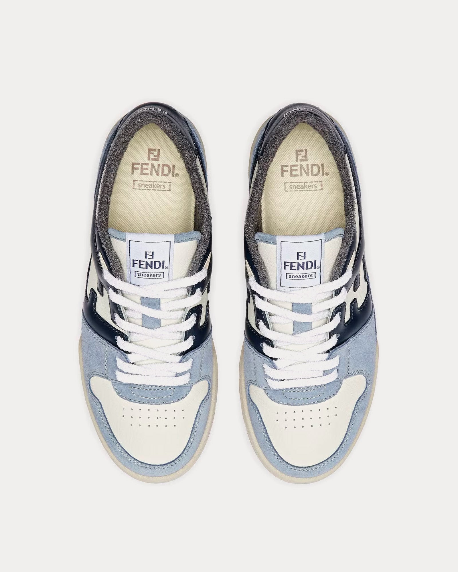 Fendi Match Suede Light Blue / White Low Top Sneakers - 2