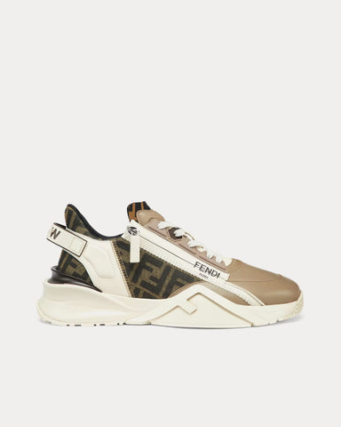 Fendi Flow Leather Beige Low Top Sneakers