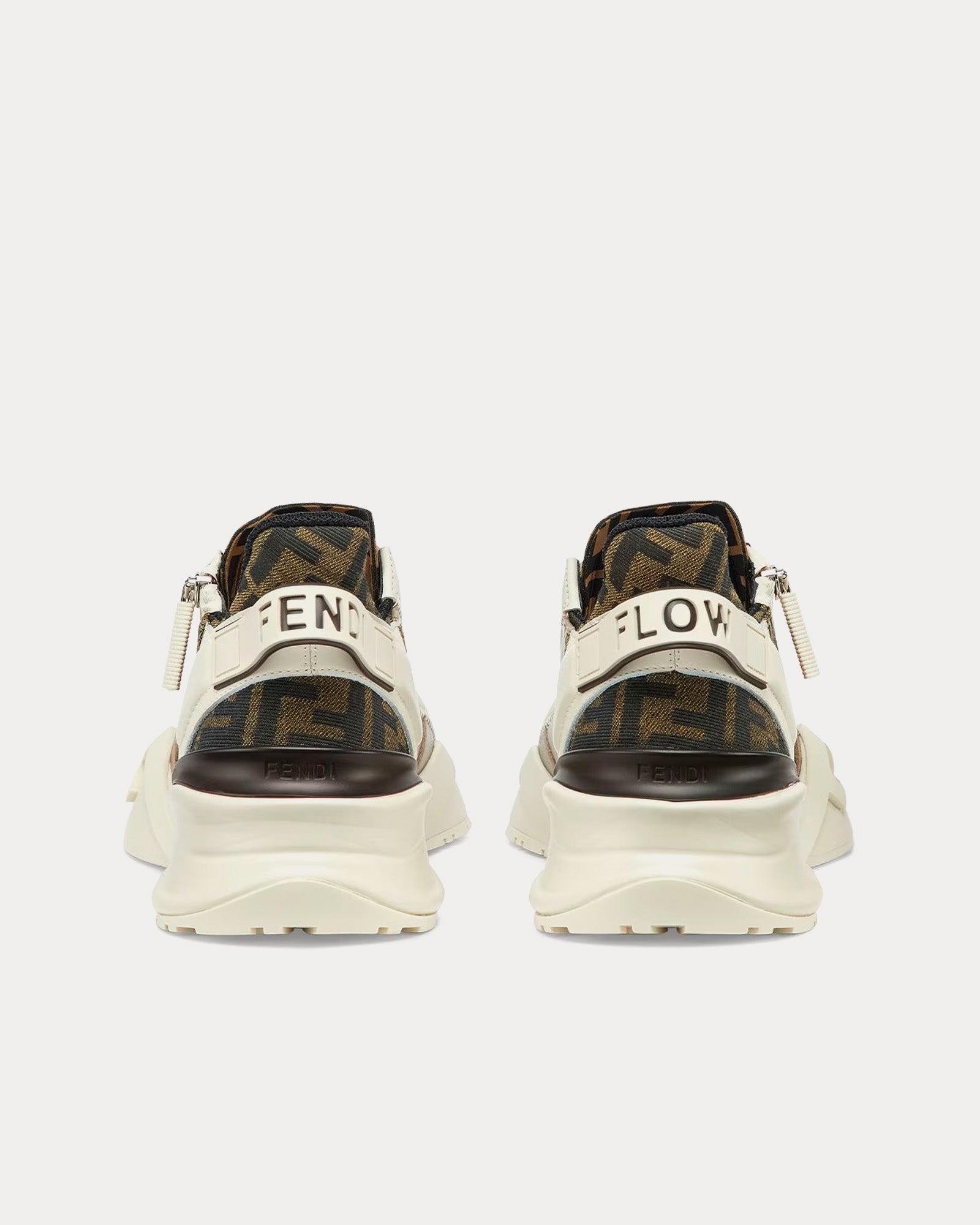 Fendi Flow Leather Beige Low Top Sneakers - 4