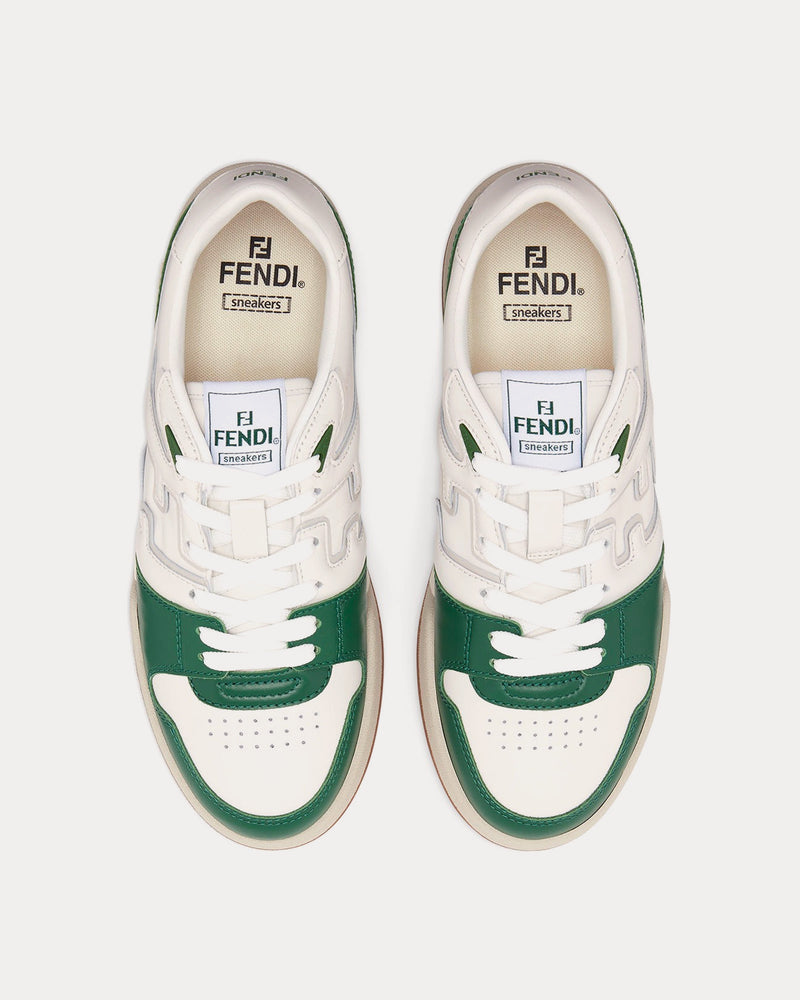 Fendi by Stefano Pilati Match Leather White / Green Low Top Sneakers - 2