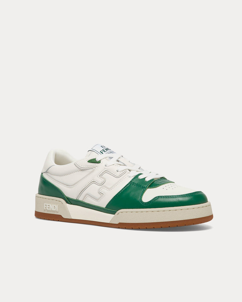 Fendi by Stefano Pilati Match Leather White / Green Low Top Sneakers - 3