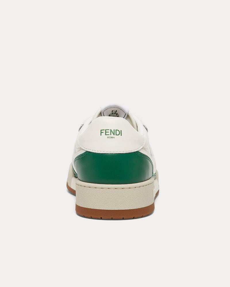 Fendi by Stefano Pilati Match Leather White / Green Low Top Sneakers - 4