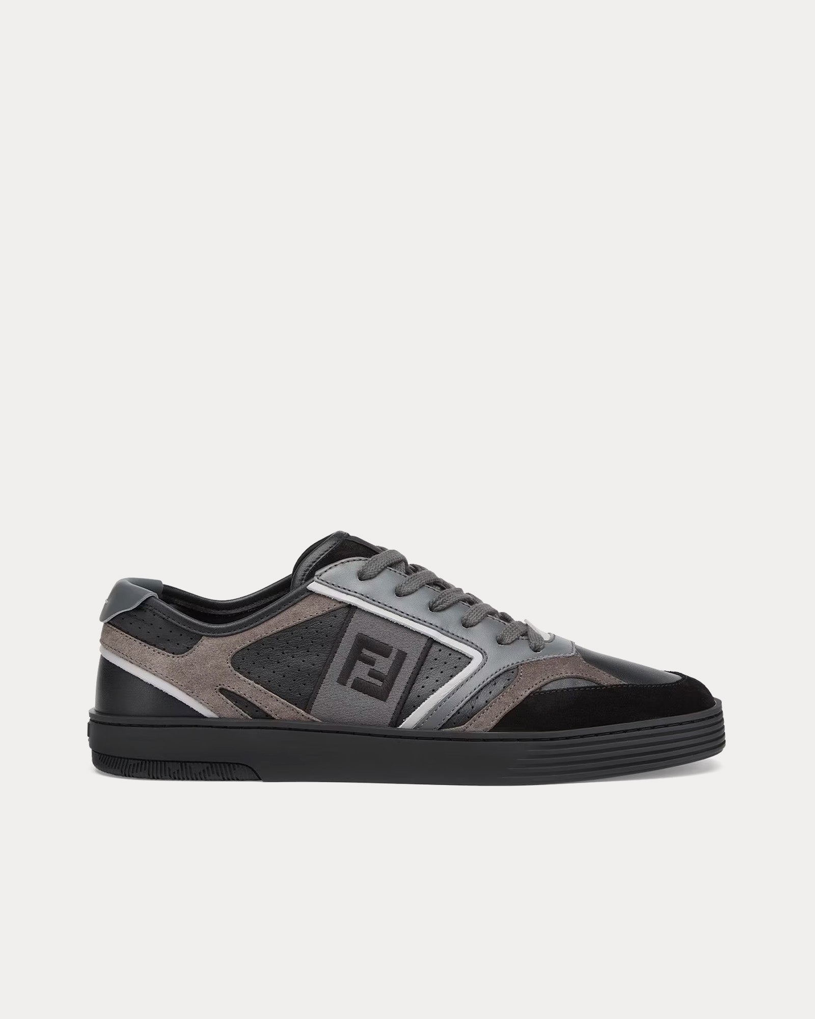 Fendi Step Leather Black Low Top Sneakers - 1