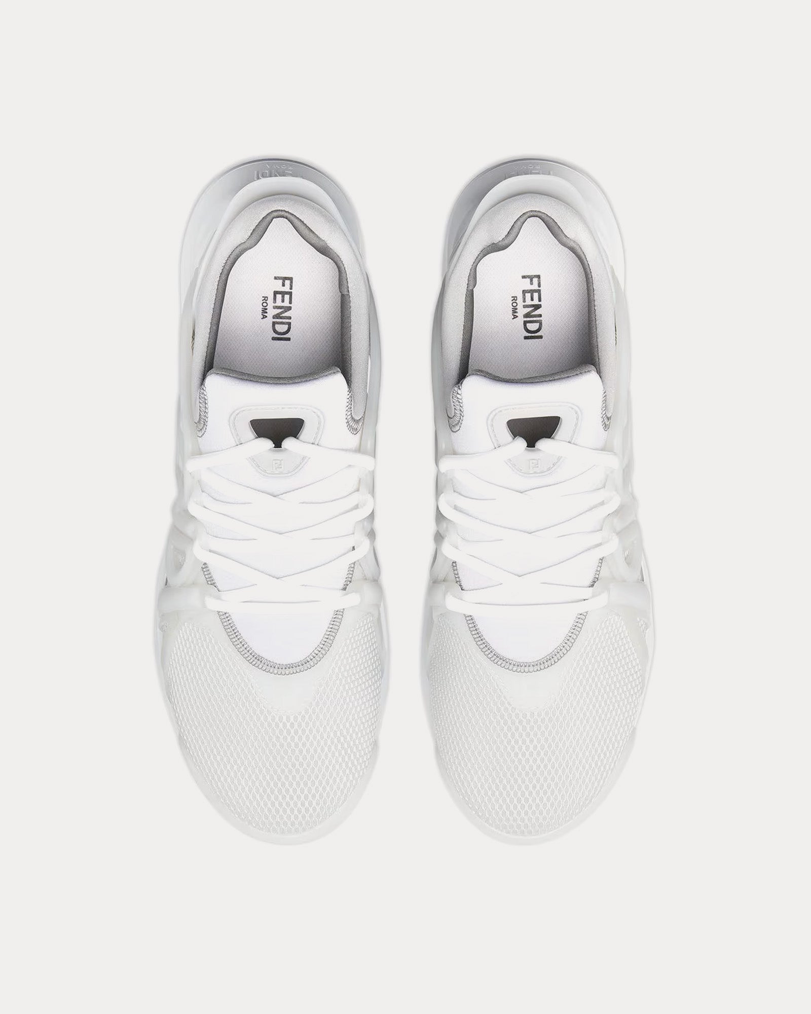 Fendi Tag Technical Mesh White Low Top Sneakers - 2