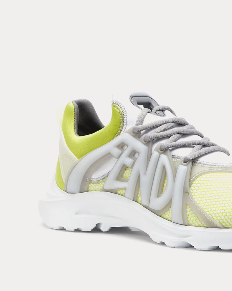 Fendi Tag Technical Mesh Yellow Low Top Sneakers - 4