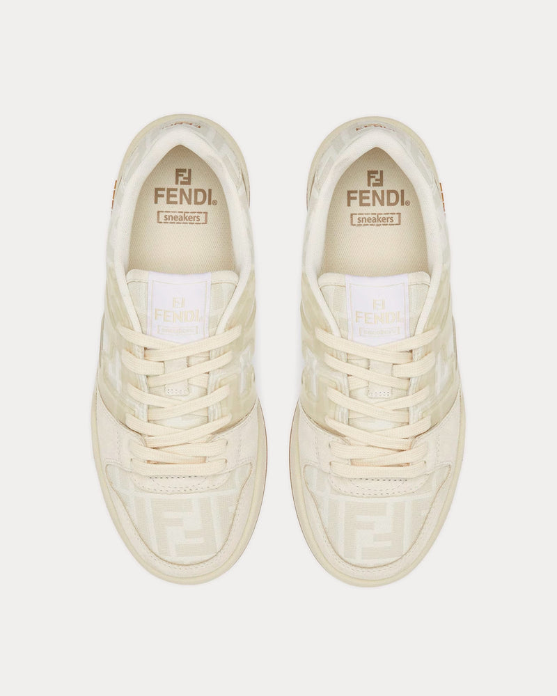 Fendi by Stefano Pilati Match FF Fabric Canvas & Suede Dove Grey / White Low Top Sneakers - 2