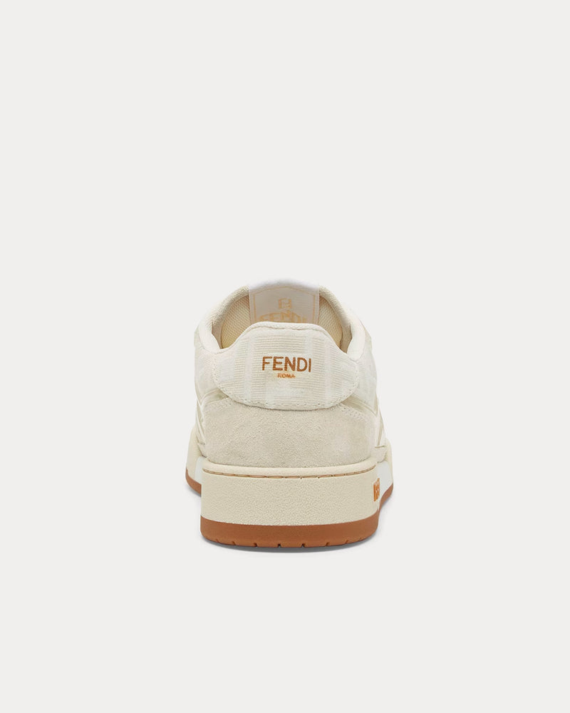 Fendi by Stefano Pilati Match FF Fabric Canvas & Suede Dove Grey / White Low Top Sneakers - 4