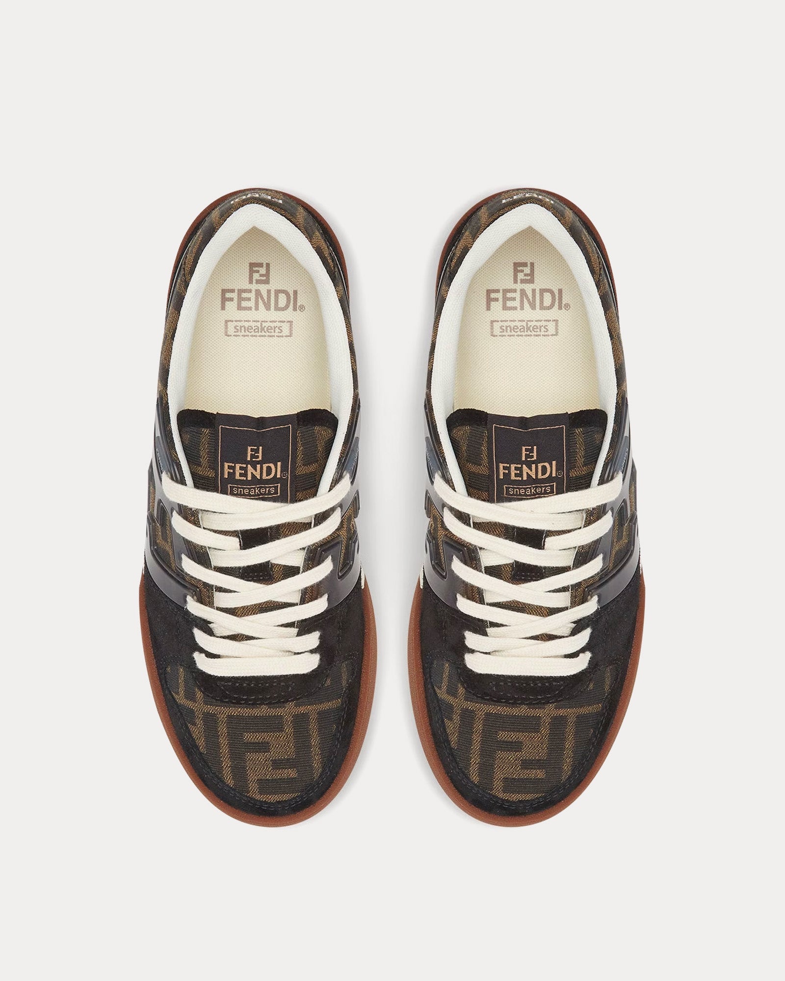 Fendi by Stefano Pilati Match FF Fabric Canvas & Suede Black / Brown / Tobacco Low Top Sneakers - 2