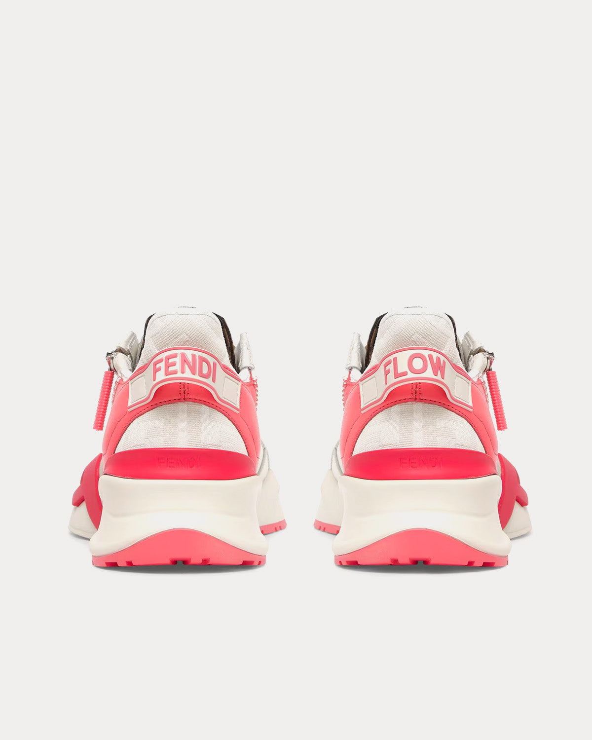 Fendi Flow Leather White / Pink Low Top Sneakers - 4