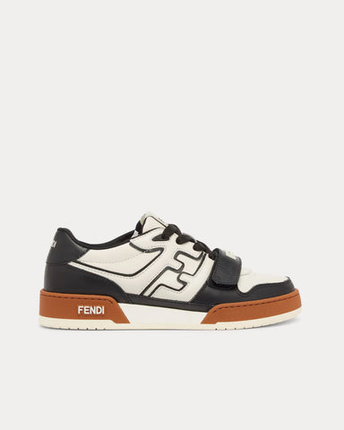 Fendi Match Strap Leather Black / White Low Top Sneakers