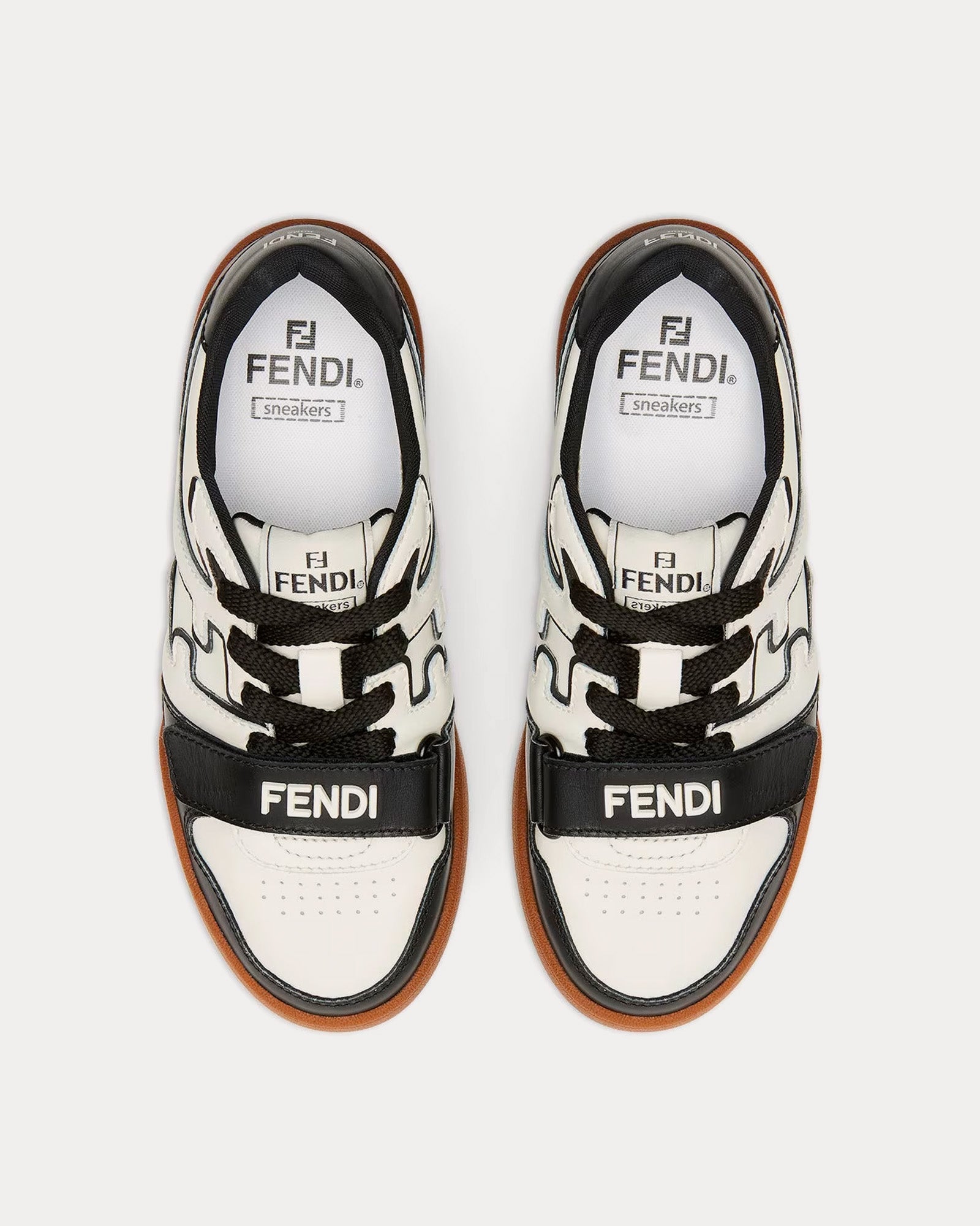 Fendi Match Strap Leather Black / White Low Top Sneakers - 2