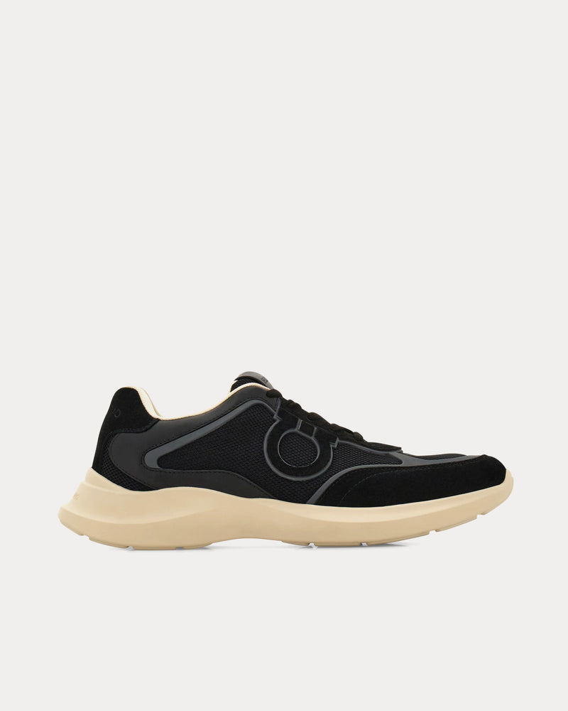 Ferragamo Gancini Ornament Black Low Top Sneakers - 1