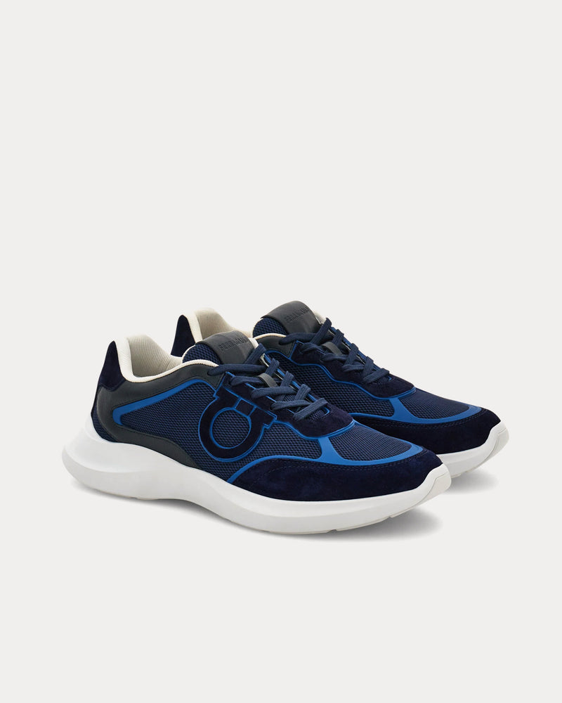 Ferragamo Gancini Ornament Navy Blue Low Top Sneakers - 3