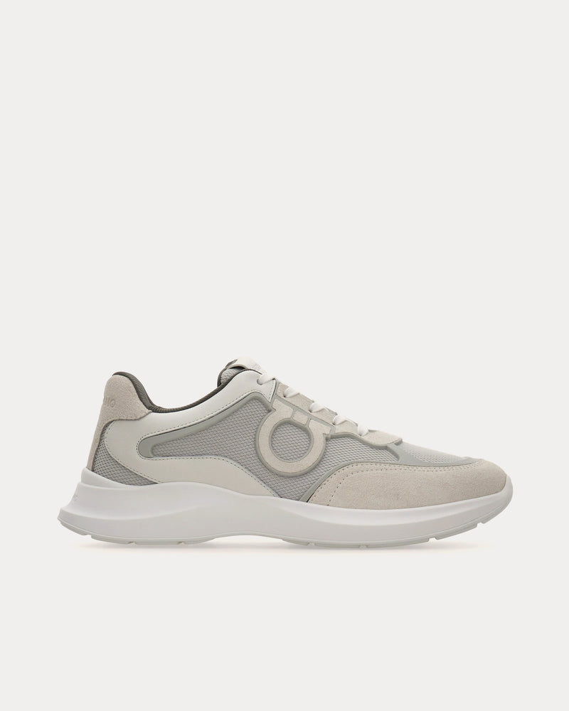 Ferragamo Gancini Ornament Optic White / Grey Low Top Sneakers - 1