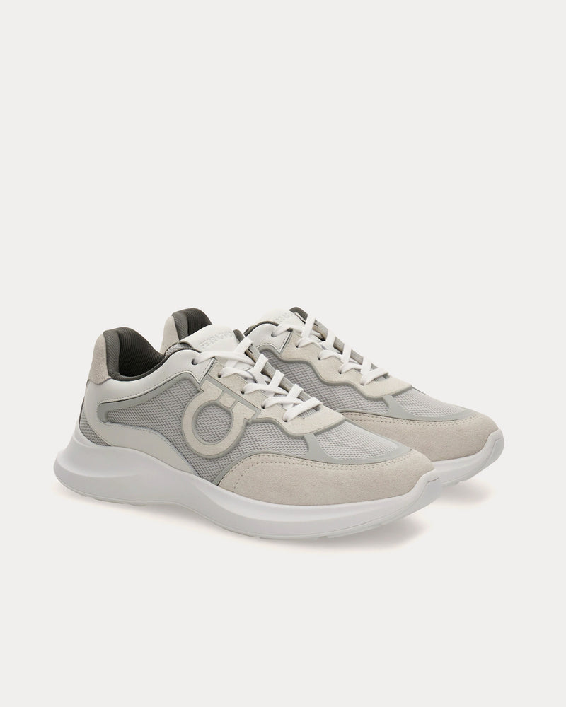 Ferragamo Gancini Ornament Optic White / Grey Low Top Sneakers - 3