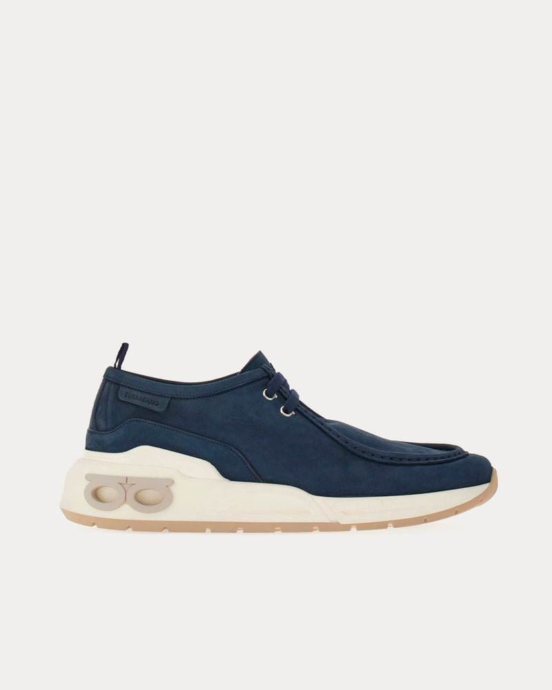 Ferragamo Runner Sole Wallabee Marine Blue Low Top Sneakers - 1