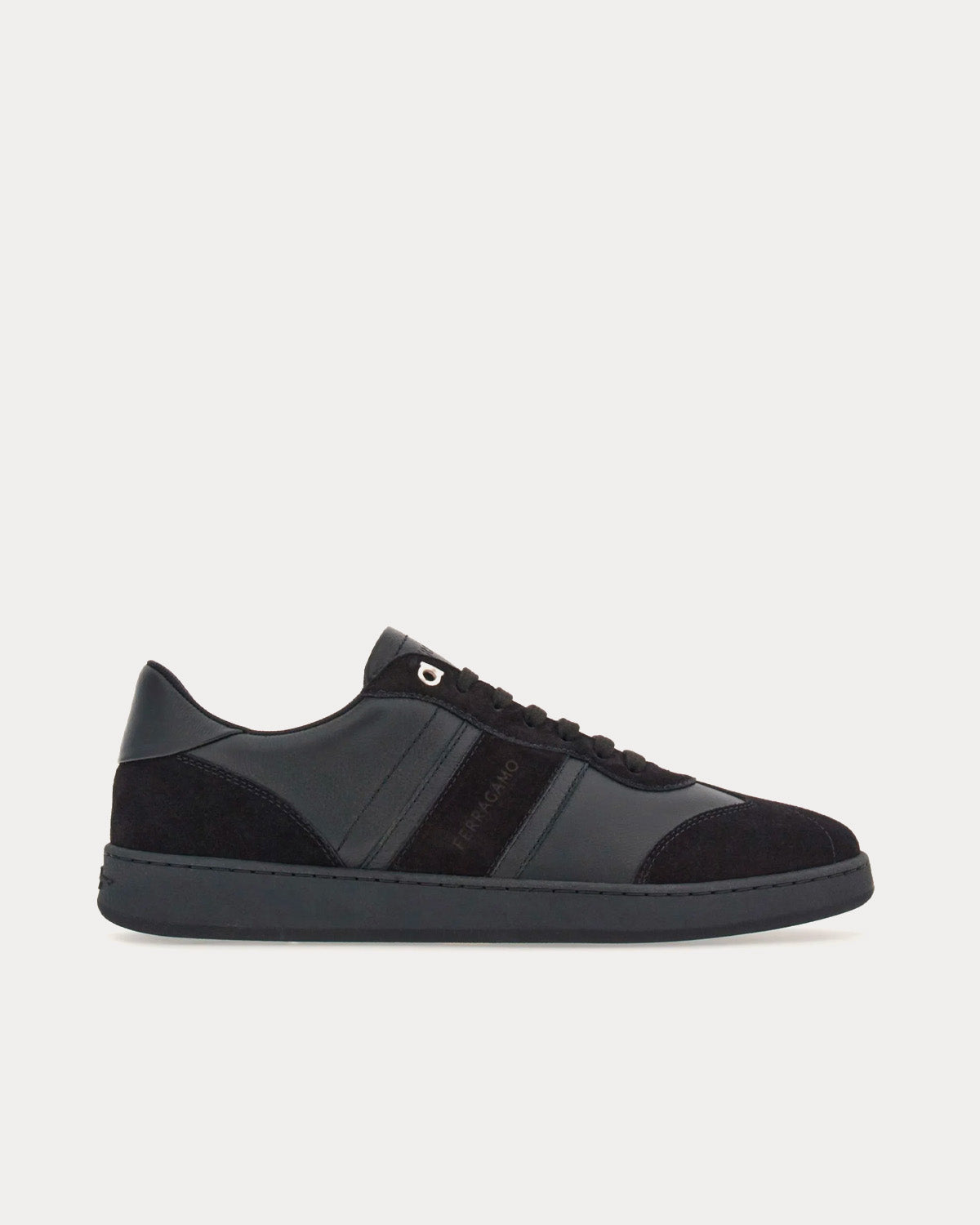 Ferragamo Signature Leather Black Low Top Sneakers - 1