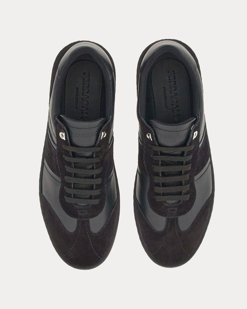 Ferragamo Signature Leather Black Low Top Sneakers - 2