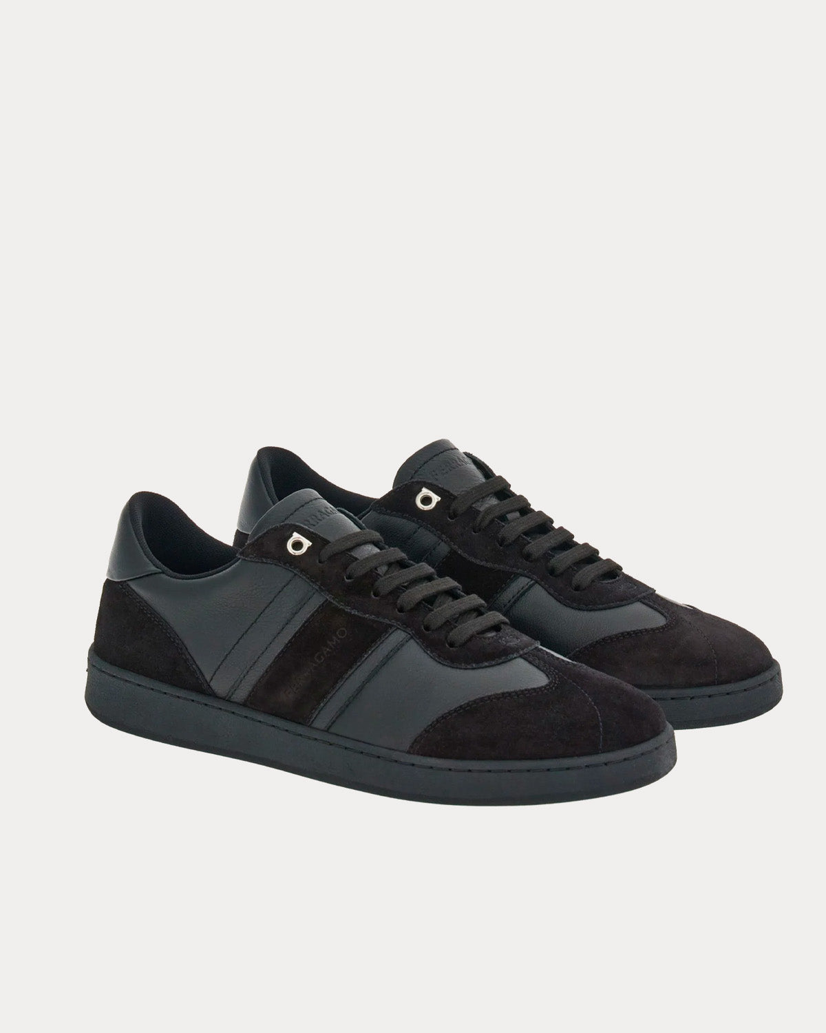 Ferragamo Signature Leather Black Low Top Sneakers - 3