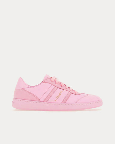 Ferragamo Logo Leather Bubble Gum Pink Low Top Sneakers