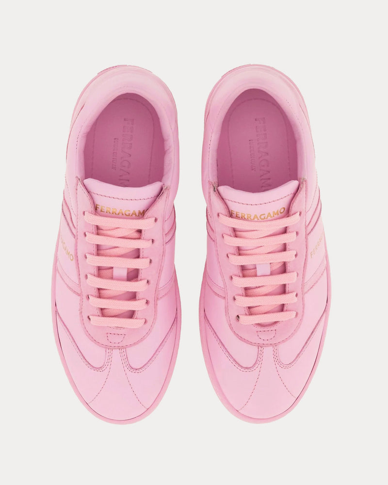 Ferragamo Logo Leather Bubble Gum Pink Low Top Sneakers - 2