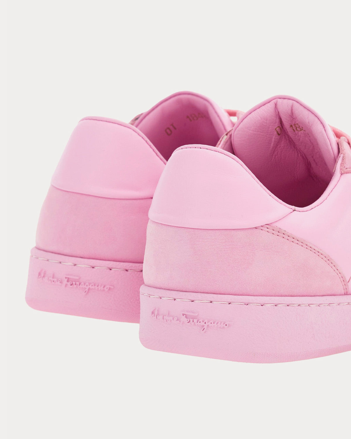 Ferragamo Logo Leather Bubble Gum Pink Low Top Sneakers - 4