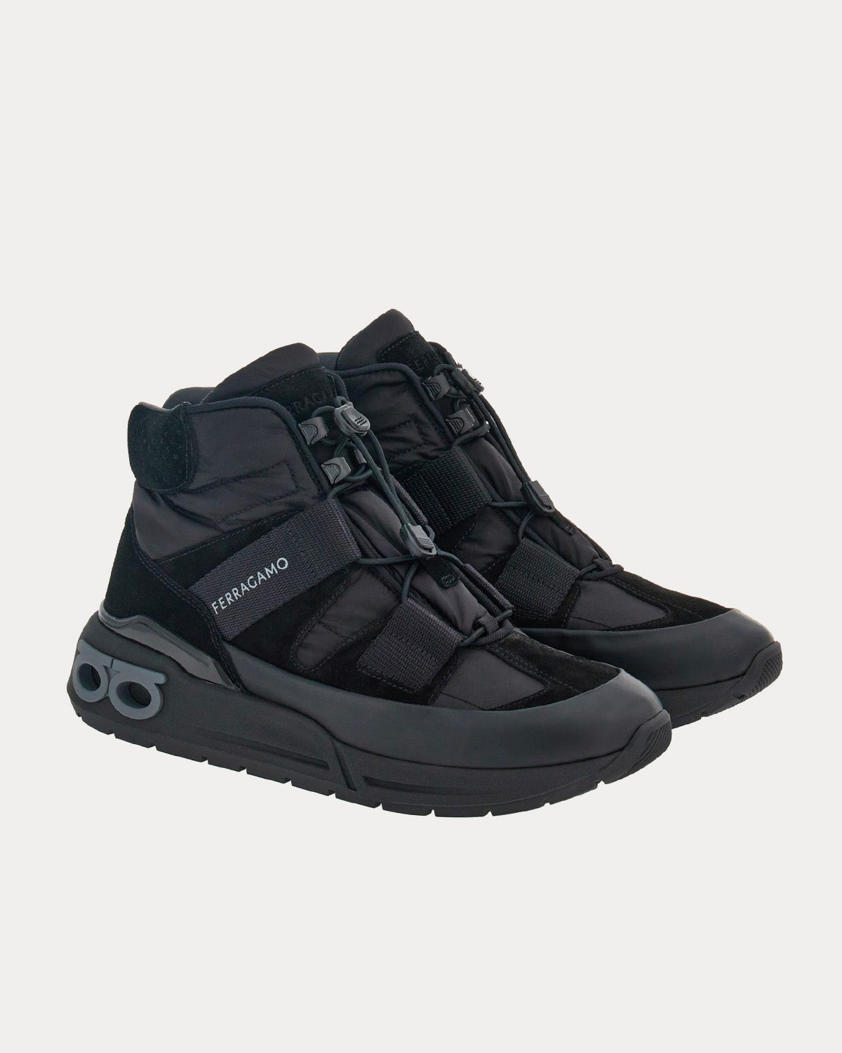 Ferragamo Leonida Trekking Black High Top Sneakers - 3