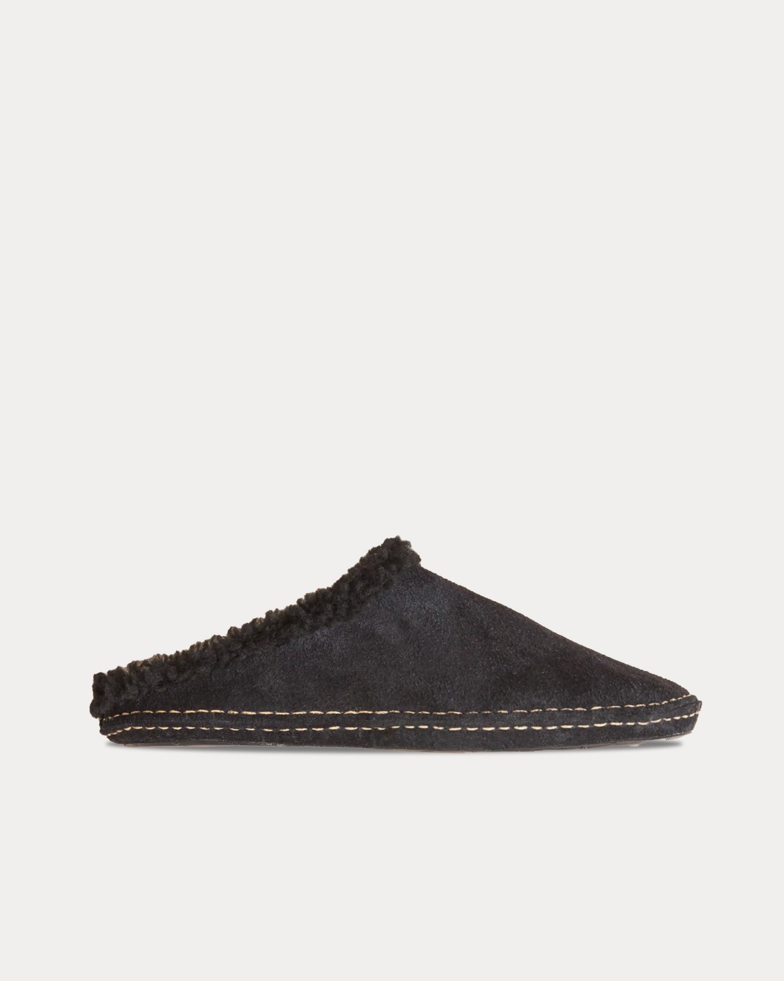 Feit Suede Wool Black Slippers - 1