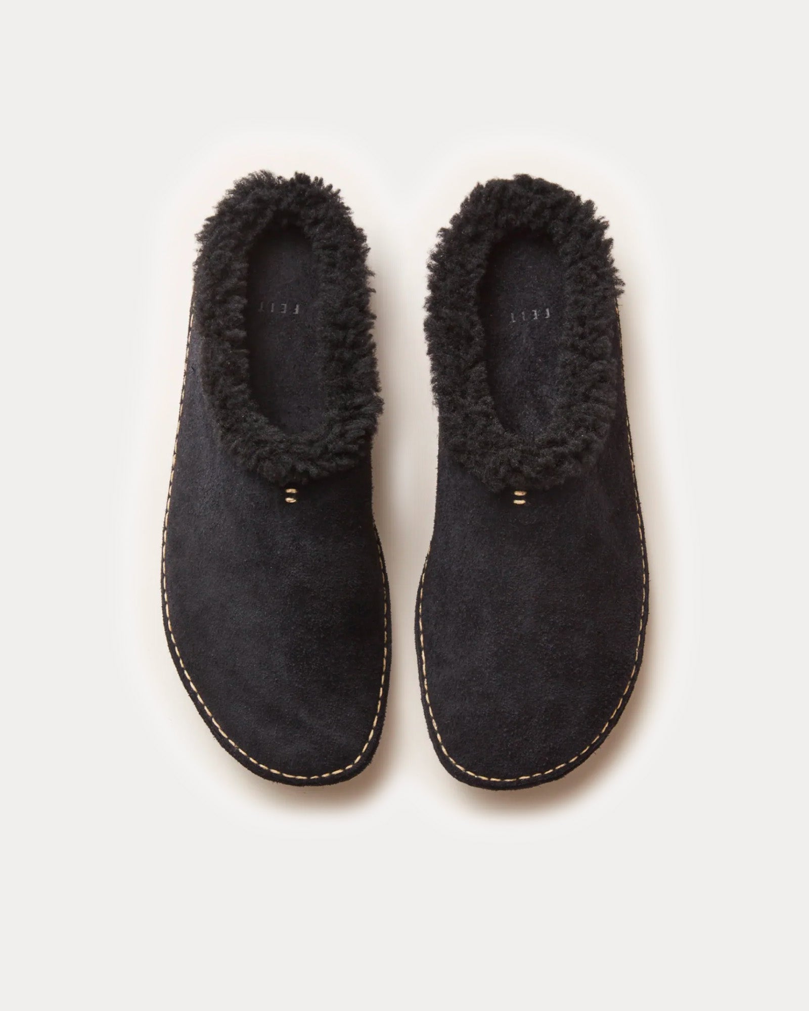 Feit Suede Wool Black Slippers - 2