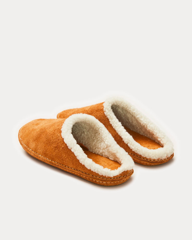 Feit Suede Wool Tan Slippers - 3