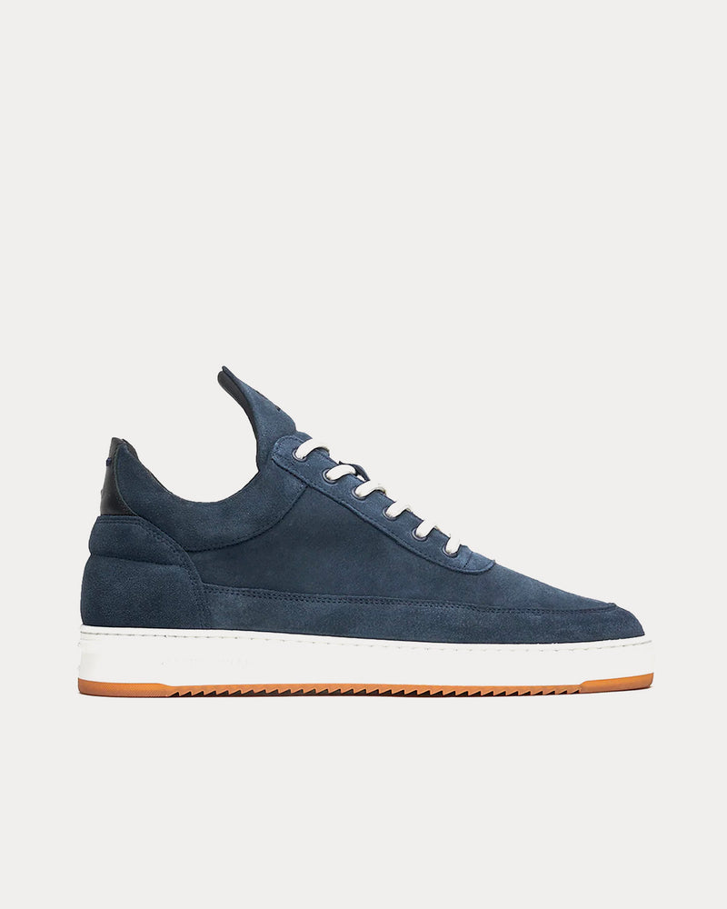 Filling Pieces Suede Dark Blue Low Top Sneakers - 1