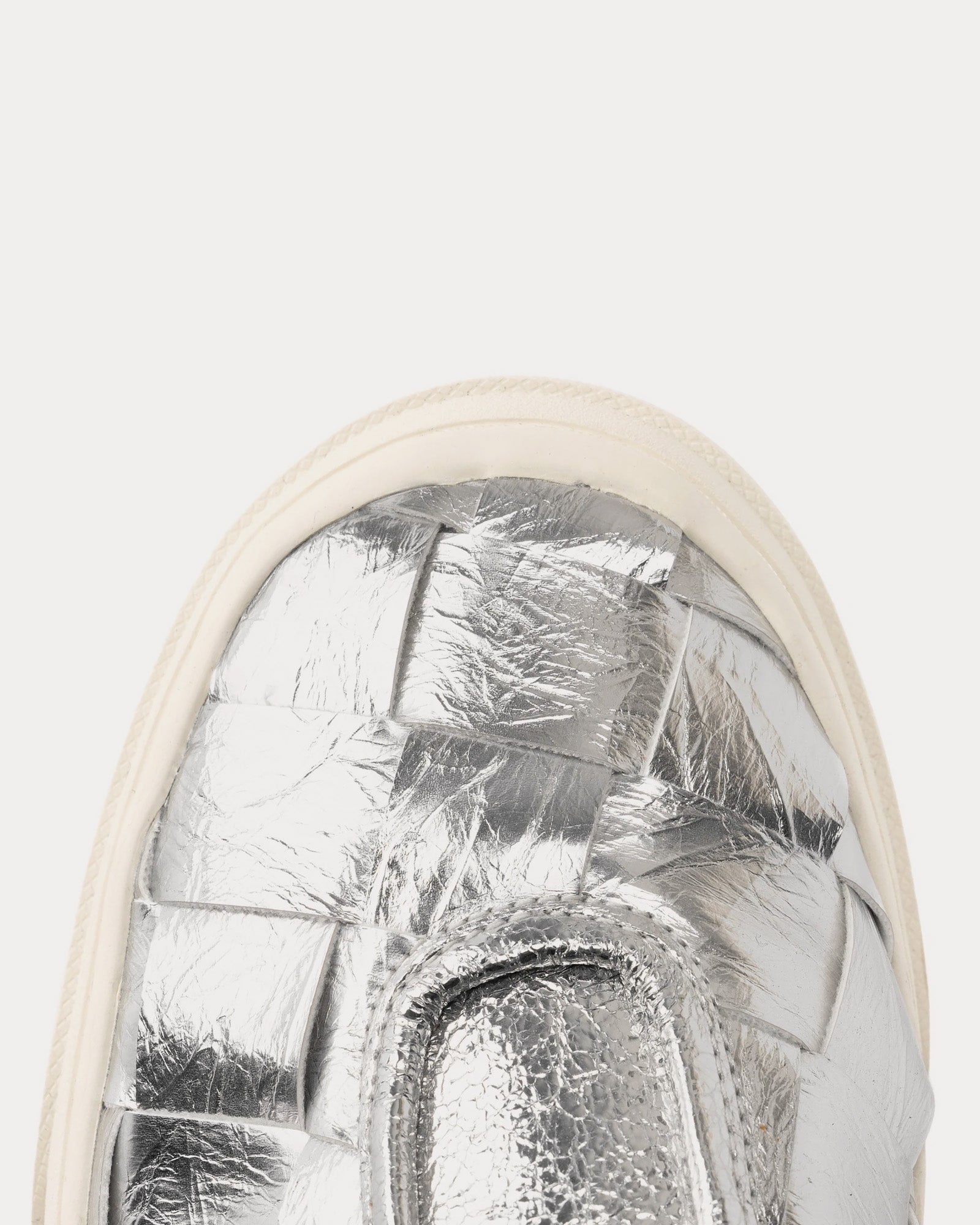 Foot Industry Knitting Leather Silver Mules - 4