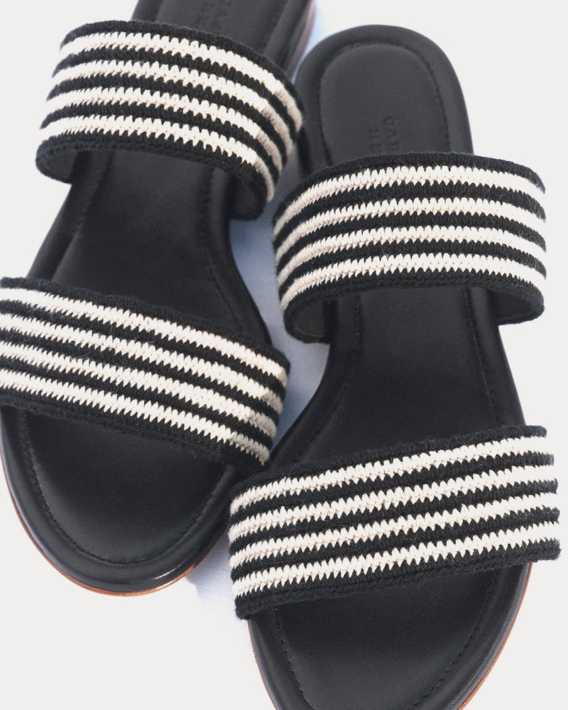 Gabriela Hearst Lora Flat Crochet Black / White Sandals - 2