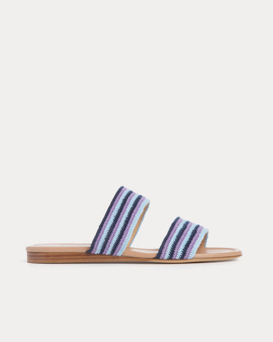 Gabriela Hearst Lora Flat Crochet Nude / Navy Multi Sandals