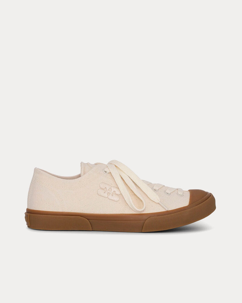 Ganni Classic Canvas Egret Low Top Sneakers - 1