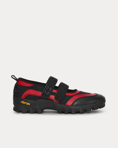 Ganni Performance Velcro Mary Jane Ballerinas Black / Red Slip On Sneakers