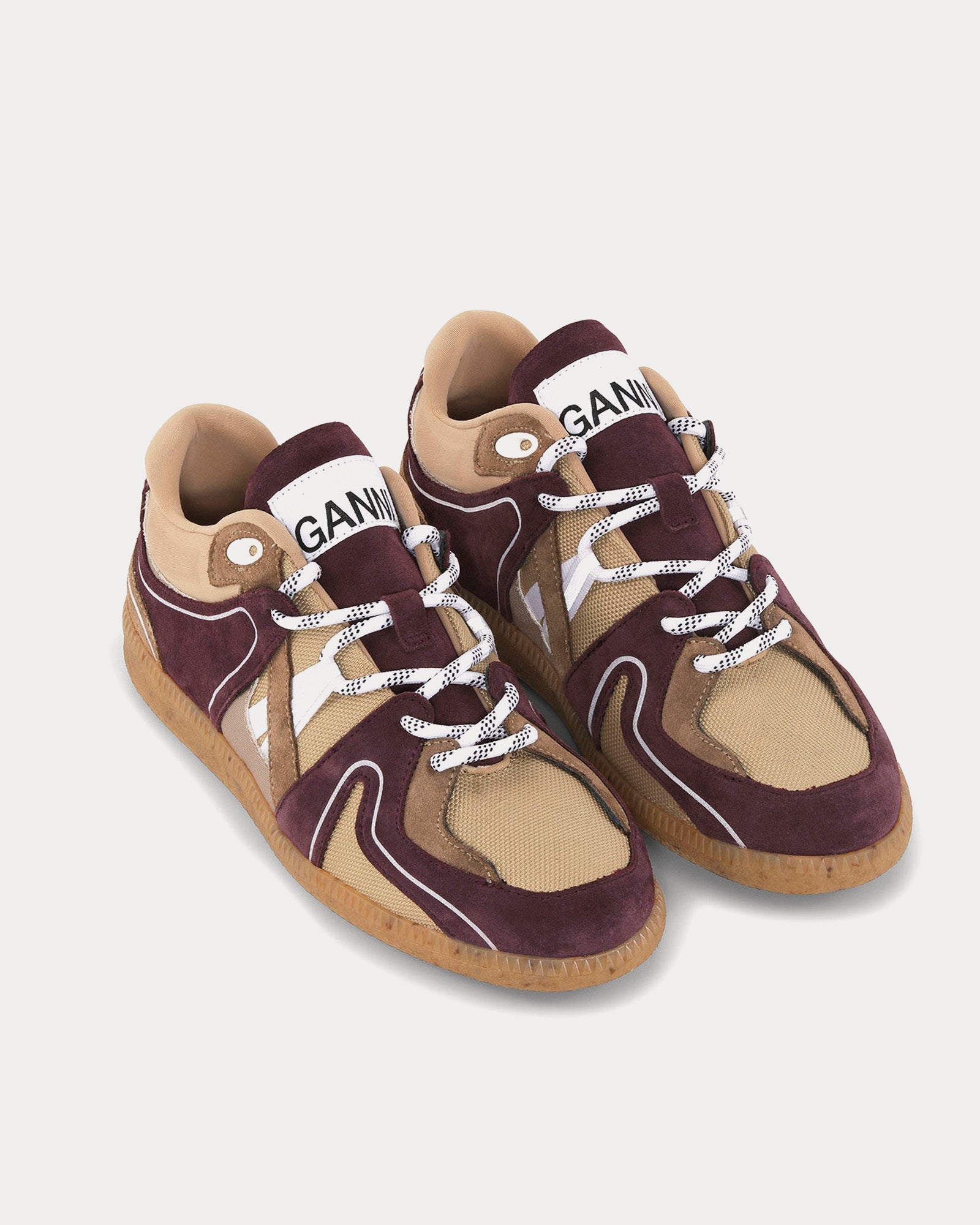 Ganni Sporty Mix Retro Burgundy Low Top Sneakers - 2