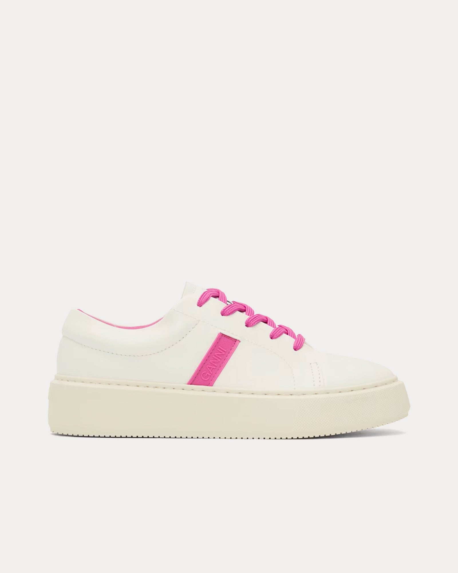 Ganni Sporty Mix Cupsole White / Shocking Pink Low Top Sneakers - 1