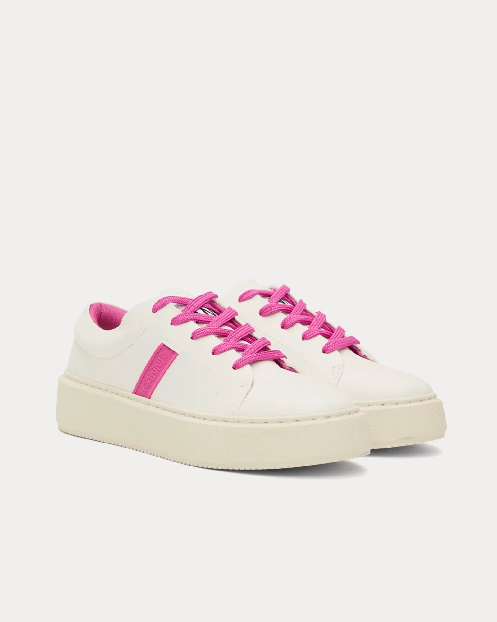 Ganni Sporty Mix Cupsole White / Shocking Pink Low Top Sneakers - 2