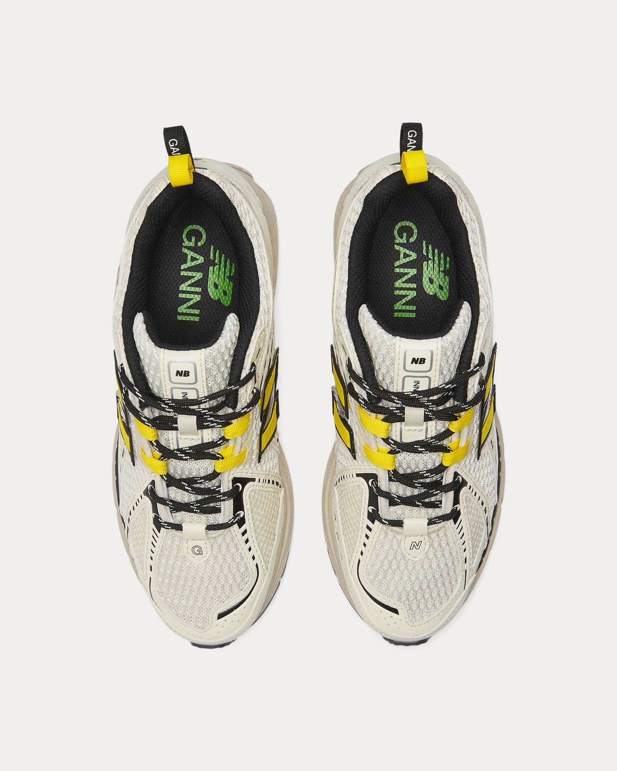 New Balance x Ganni 1906R Egret / Black / Blazing Yellow Low Top Sneakers -  Sneak in Peace