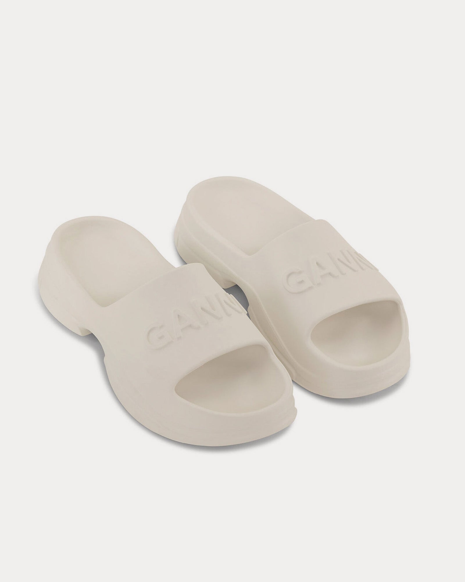 Ganni Pool Egret White Slides - 2