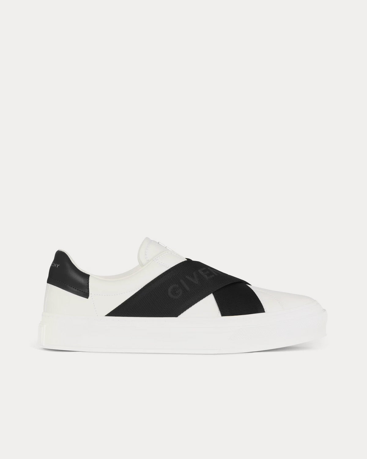 Givenchy City Sport Leather Double Webbing Strap White / Black Slip On Sneakers - 1