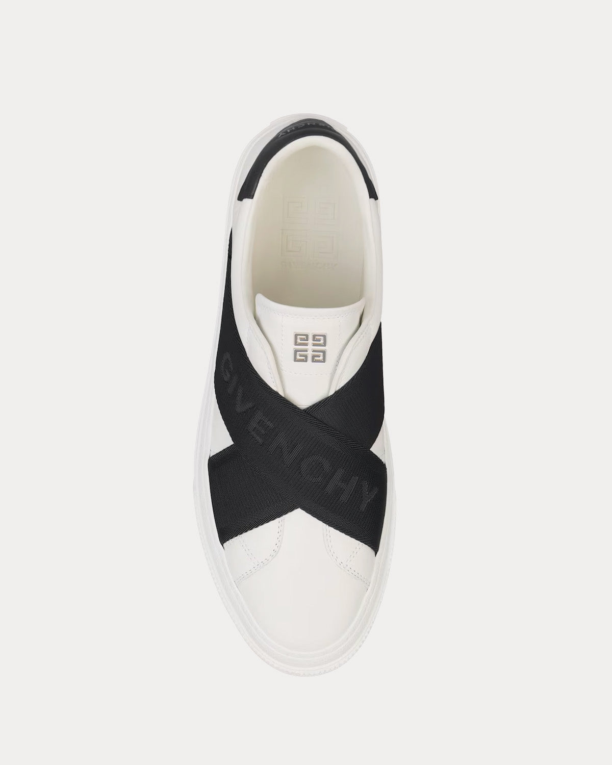 Givenchy City Sport Leather Double Webbing Strap White / Black Slip On Sneakers - 2