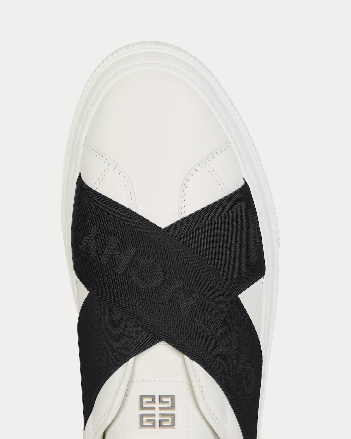 Givenchy City Sport Leather Double Webbing Strap White / Black Slip On Sneakers - 5