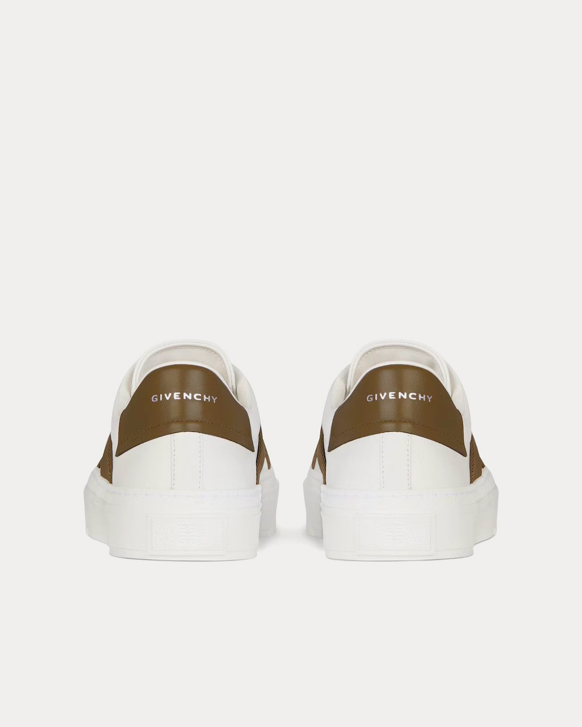 Givenchy City Sport Leather Double Webbing Strap White / Khaki Slip On Sneakers - 4