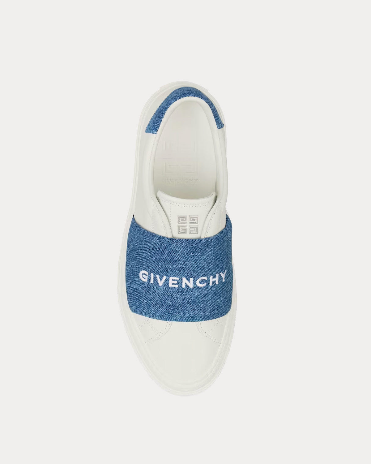 Givenchy City Sport Denim Strap Leather White / Blue Slip On Sneakers - 2