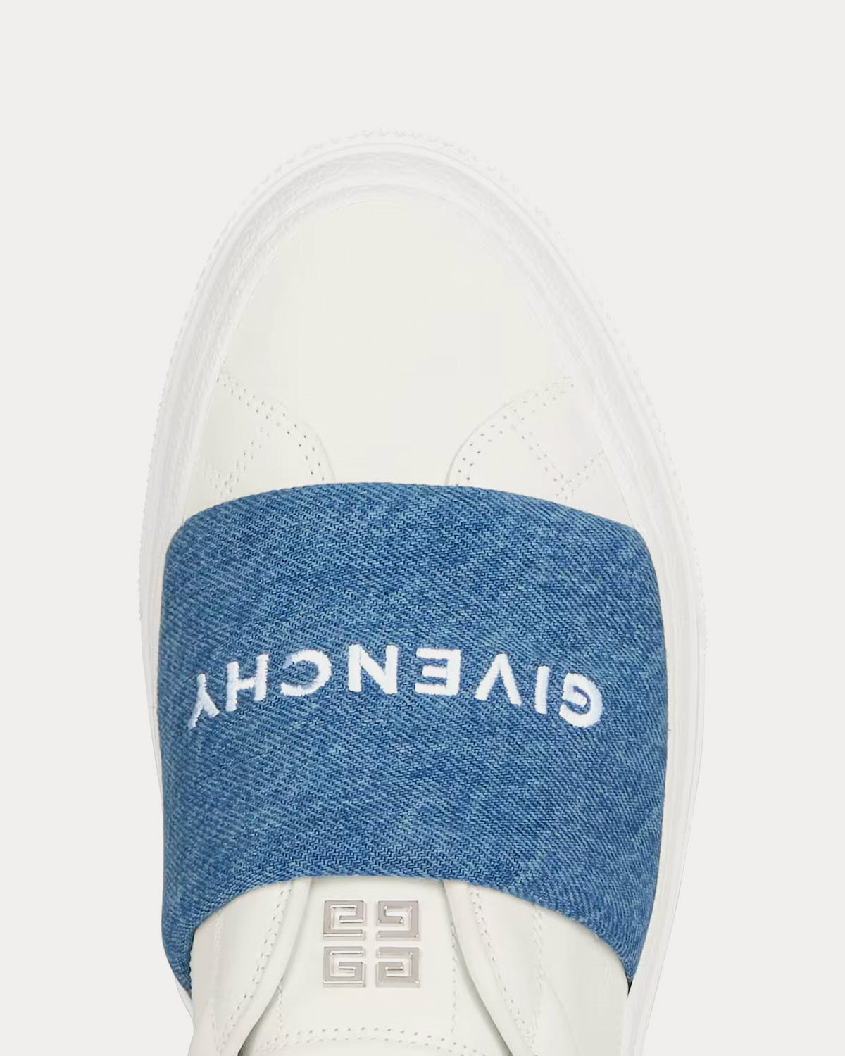 Givenchy City Sport Denim Strap Leather White / Blue Slip On Sneakers - 4