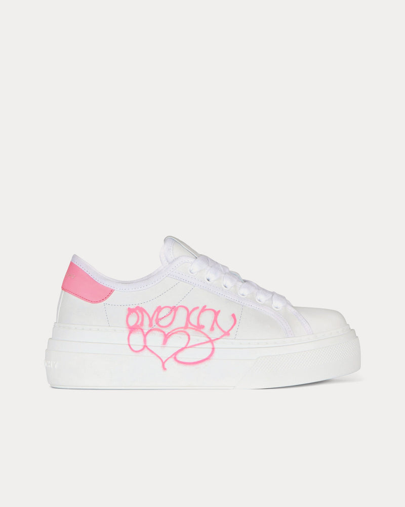 Givenchy x Chito City Platform Leather with Givenchy Love Print White / Pink Low Top Sneakers - 1