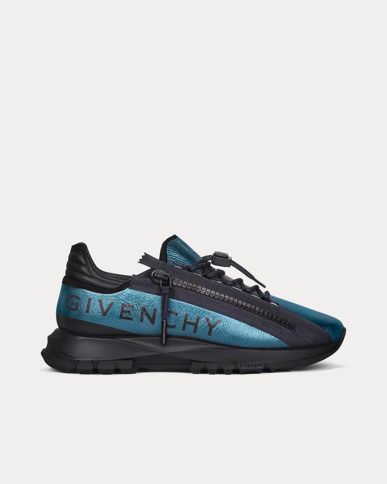 Givenchy Spectre Runner Laminated Leather with Zip Blue / Silvery Low Top Sneakers - 1